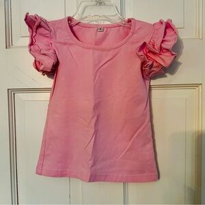 Adorable Essentials Pink Ruffle Sleeve Kids Tee
